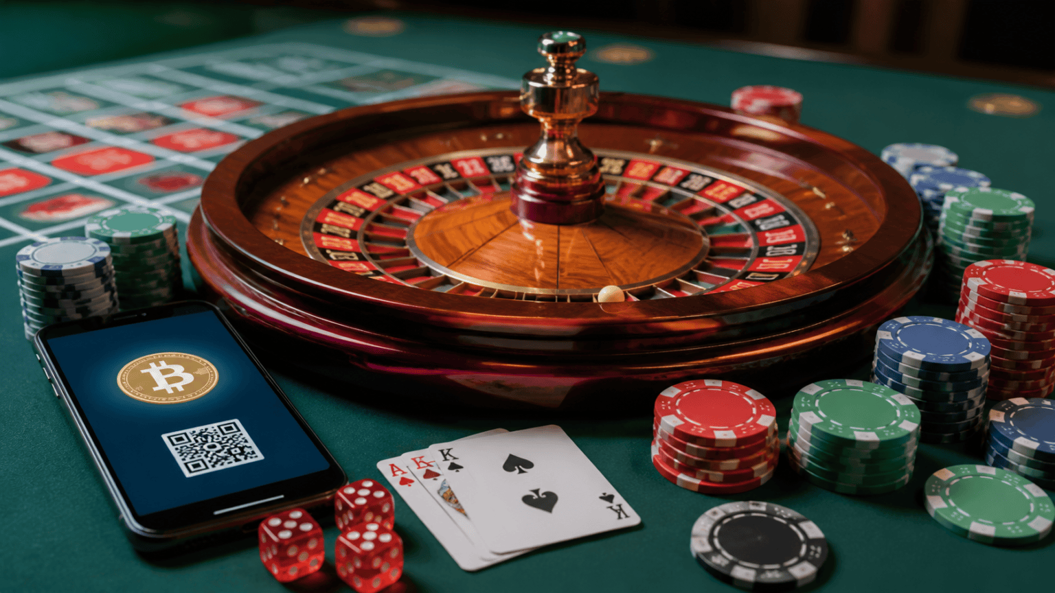 Casino gaming setup with crypto payment on a smartphone
