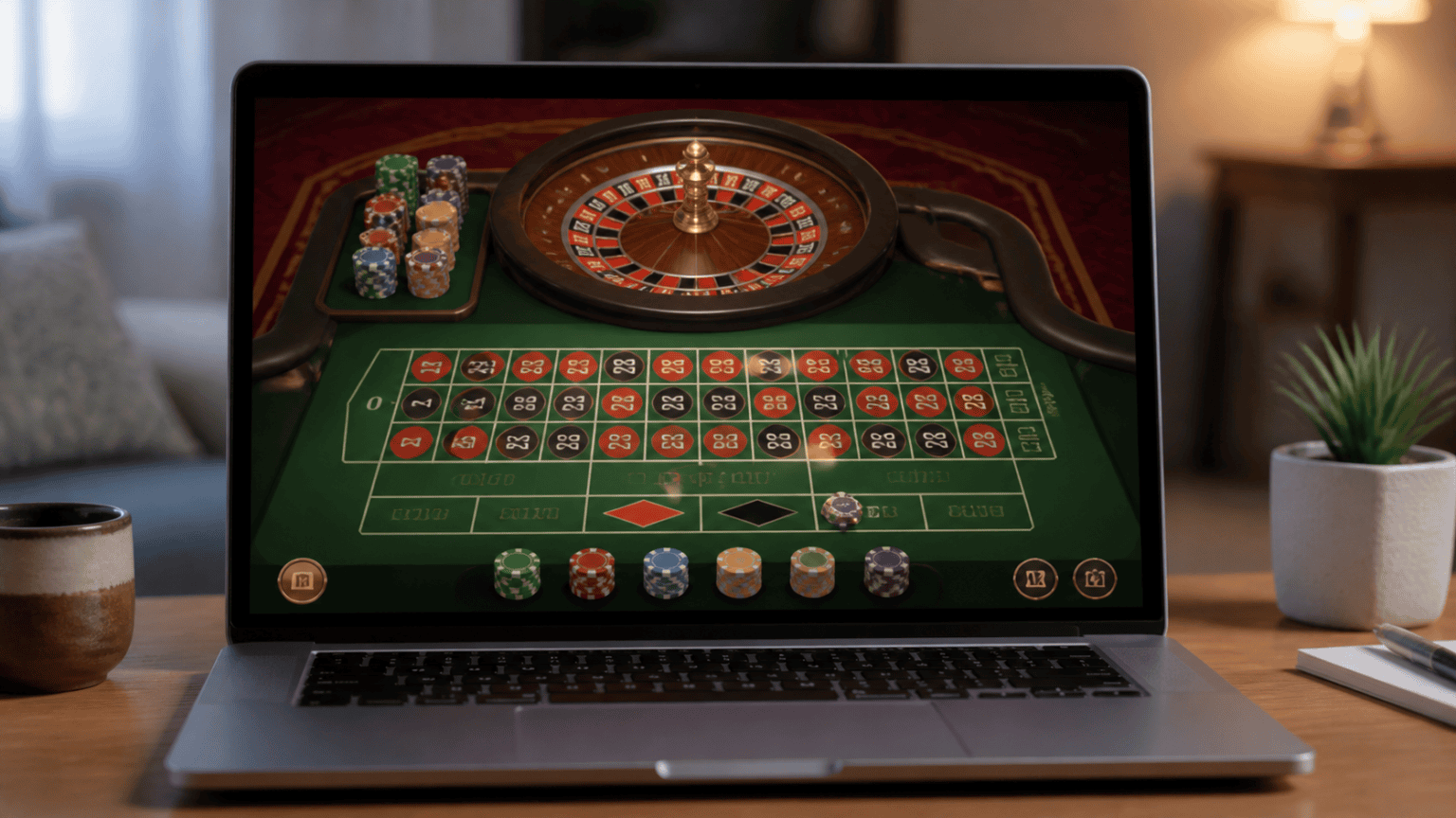 game casino trực tuyến: Cách chọn và trải nghiệm có trách nhiệm Giao diện trò chơi roulette casino trực tuyến hiển thị trên màn hình máy tính xách tay