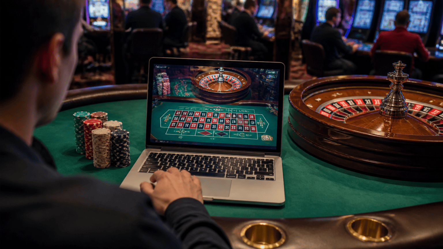 online betting Singapore: A Practical Guide for Informed Players Laptop with casino chips and roulette wheel for online betting Singapore